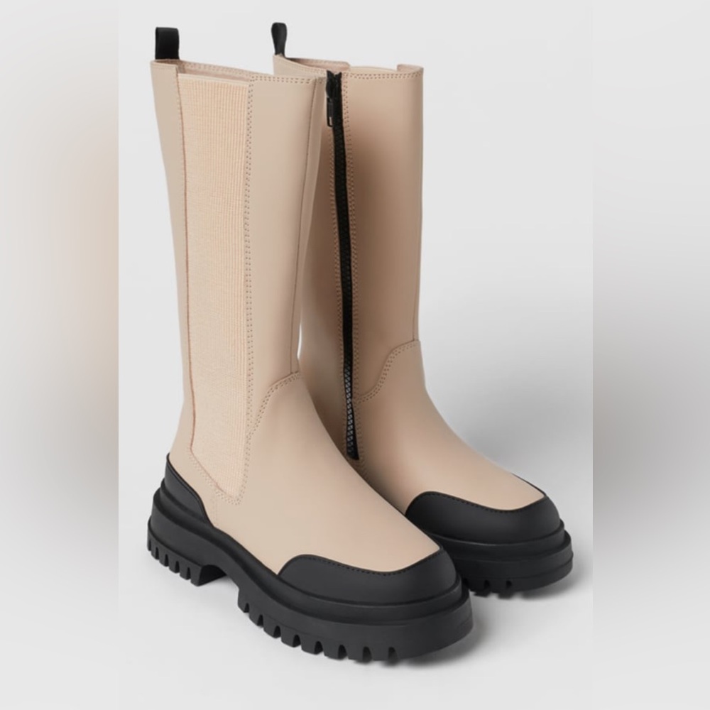 Zara Kids Tan and Black Rubberised Boots